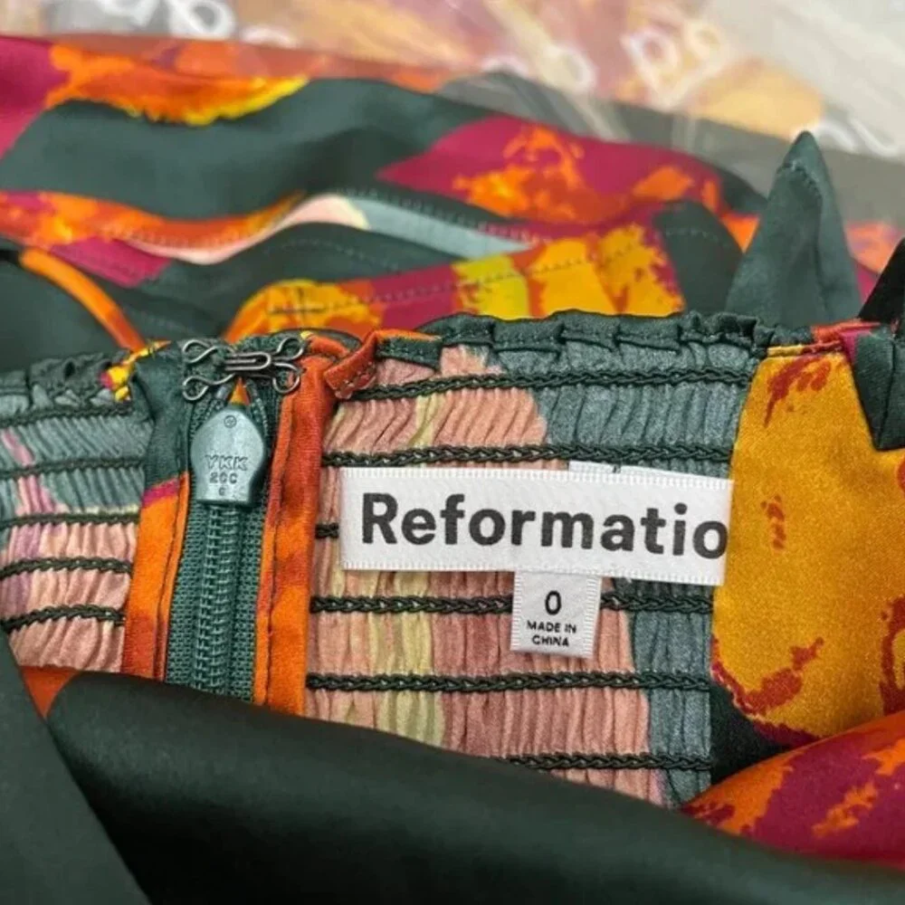 Reformation Frankie Silk Dress in Daiquiri - Picture 9 of 12